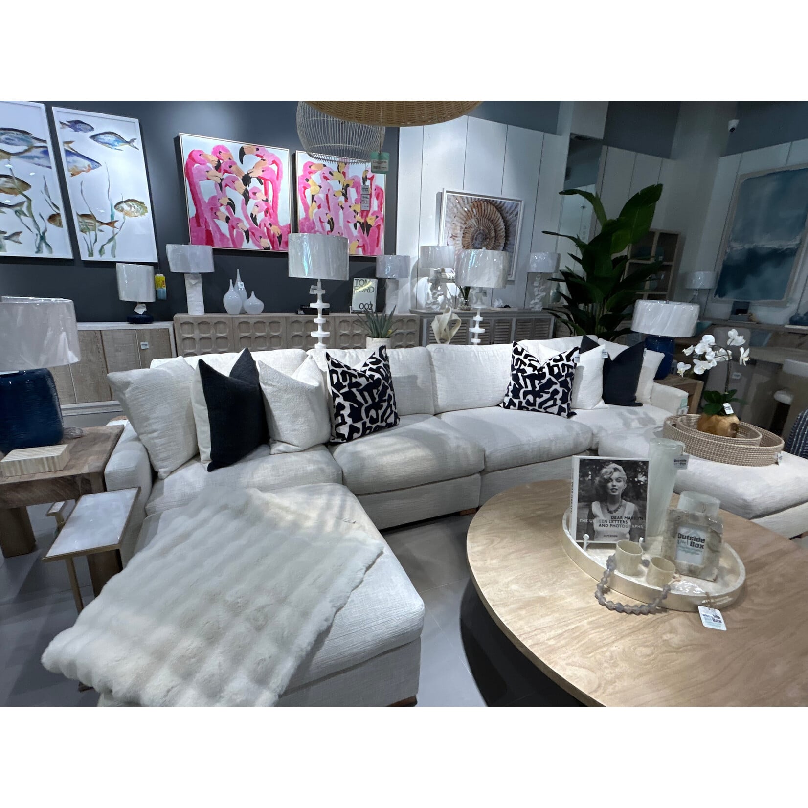 Outside The Box 150x76 Asher Bone White Kid Proof Performance Cloud Cushion Lounge Modular Upholstered Sofa W / 2 Ottoman BU104-43 (AA)