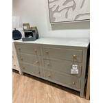 Outside The Box 58x20x34 Kagu Mahogany 6 Drawer Dresser Raffia Wrapped In Pale Blue - RFPB