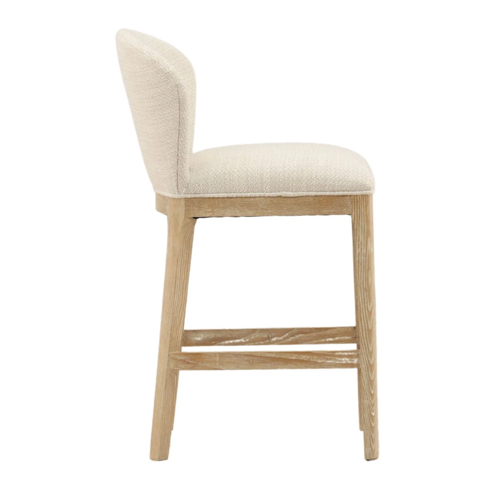 Outside The Box 37" Kaelin Oatmeal Fabric & Solid Ash Wood Counter Stool