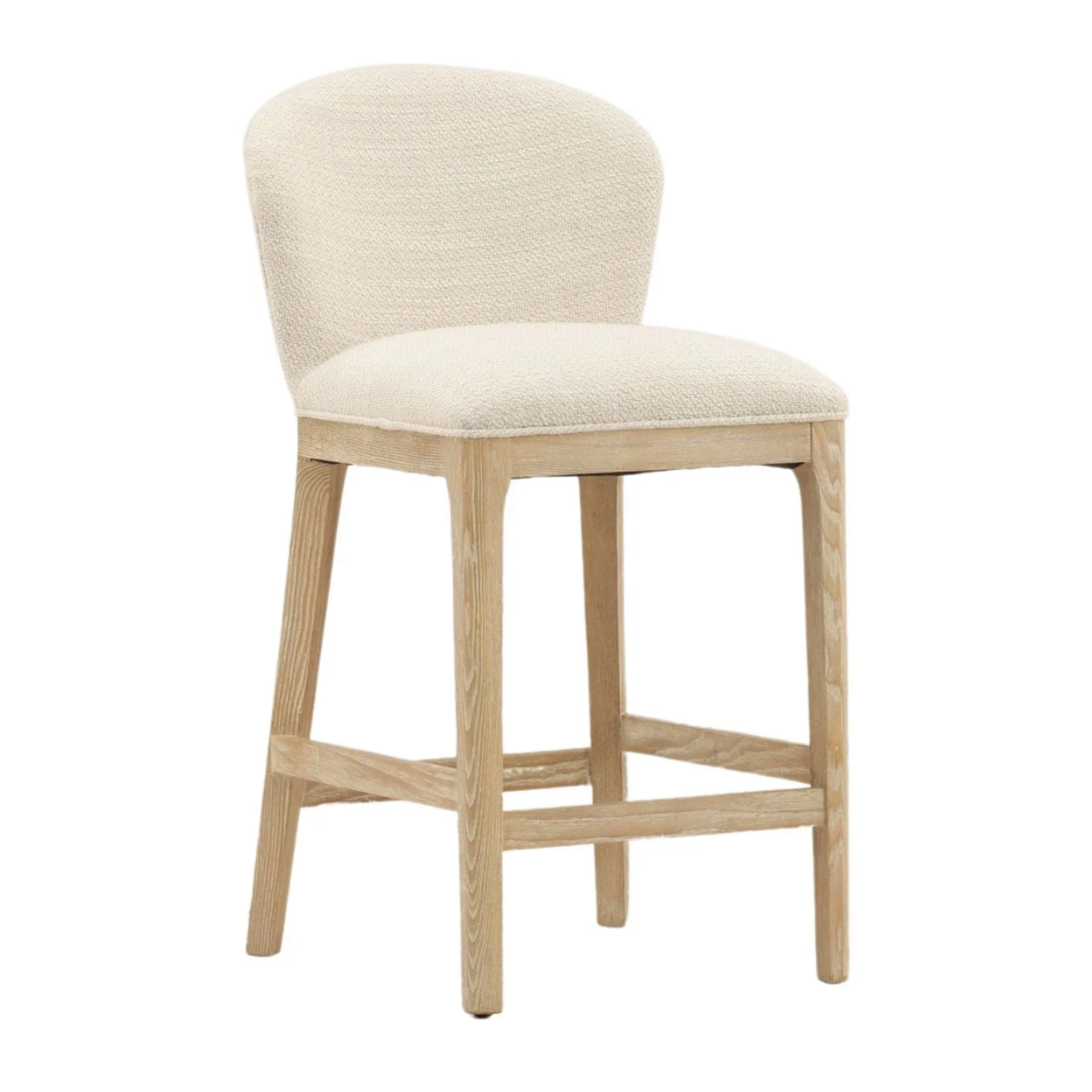 Outside The Box 37" Kaelin Oatmeal Fabric & Solid Ash Wood Counter Stool