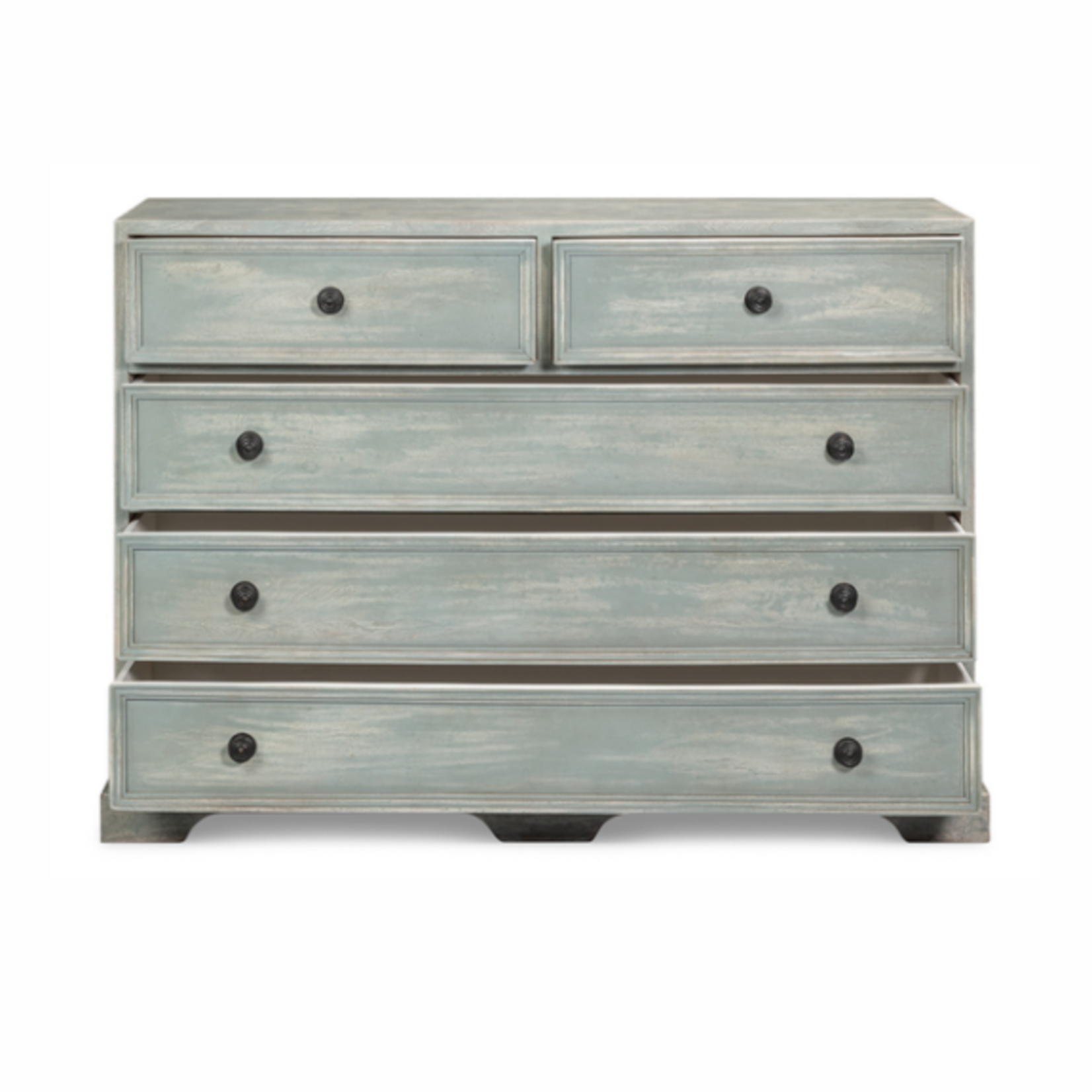 Outside The Box 60x19x42 Frances Blue Gray Acacia Wood 5 Drawer Chest / Dresser