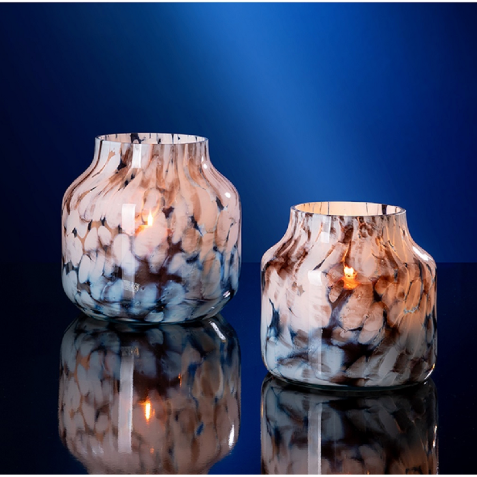 Outside The Box 7" Pantea White / Brown Marbled Glass Lantern Vase