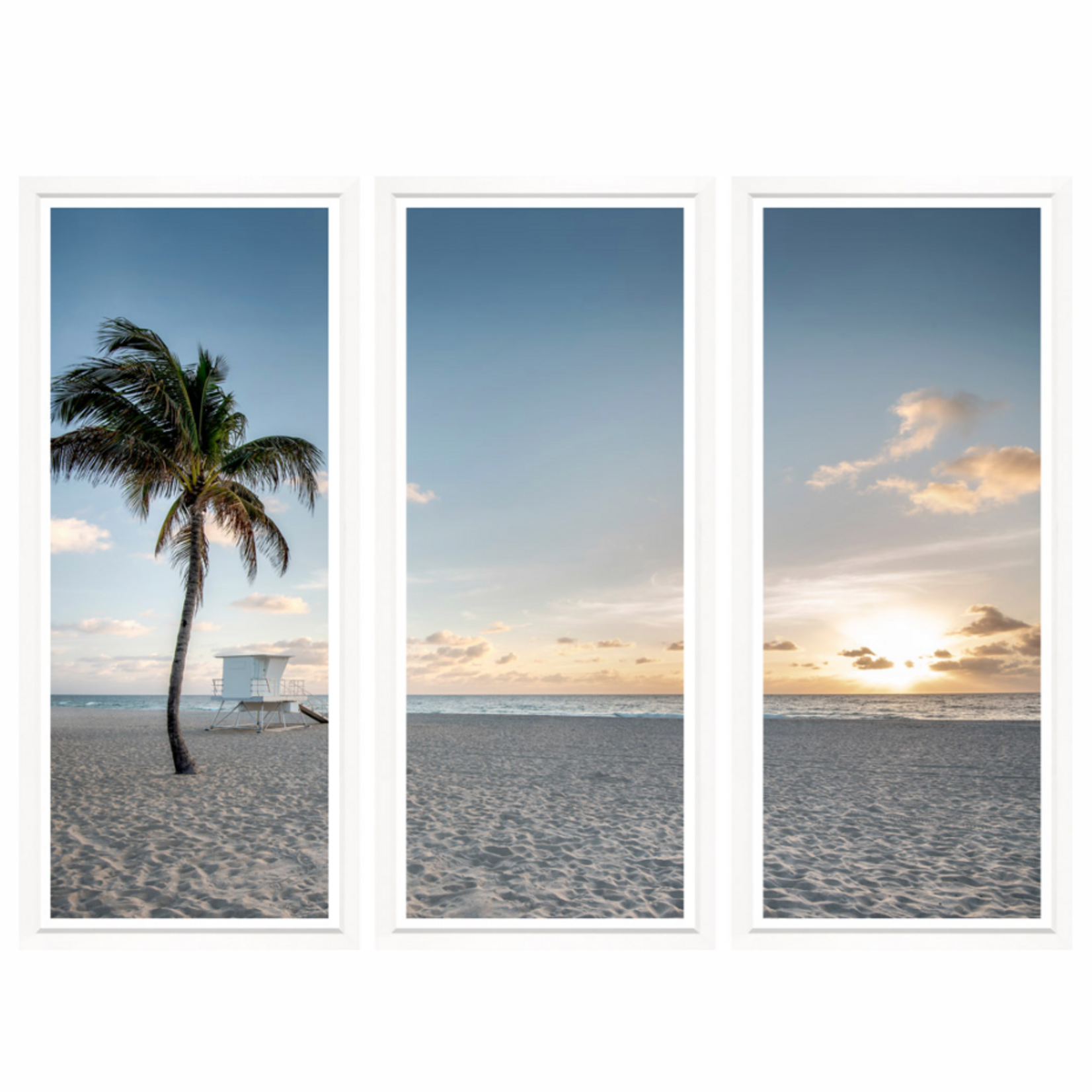 Outside The Box 67x50 Trowbridge Long Palm Beach White Frame Triptych