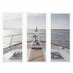 Outside The Box 50x42 Trowbridge Sunny Sailing White Frame Triptych