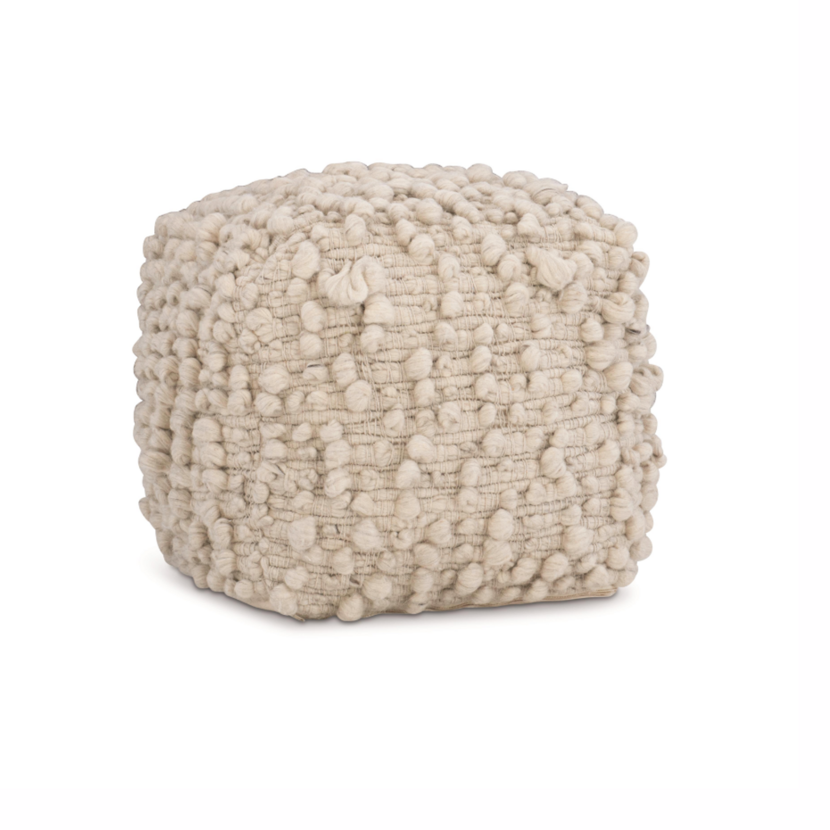 Outside The Box 23x23x23 Kari Natural Hand Loomed Wool Ottoman