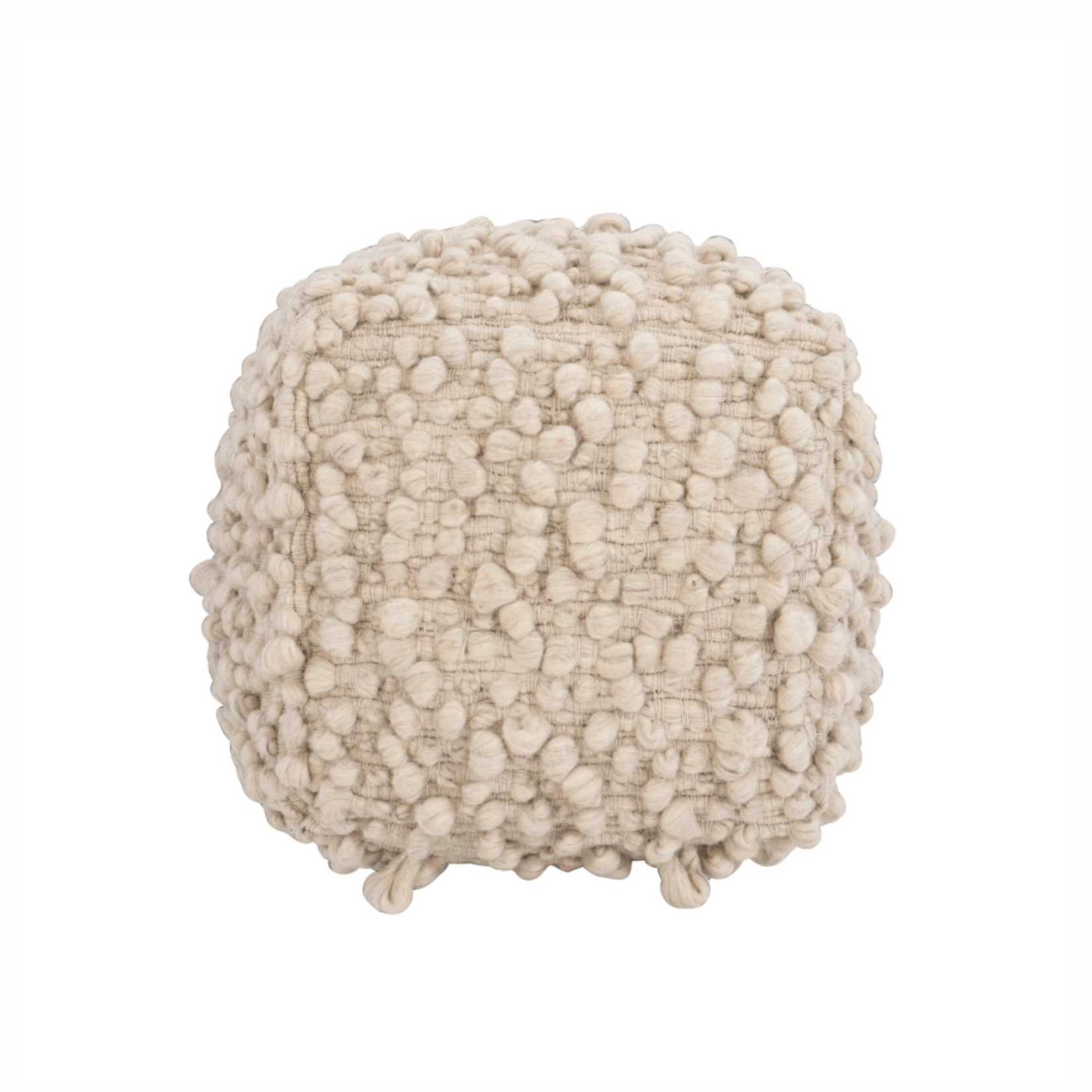 Outside The Box 23x23x23 Kari Natural Hand Loomed Wool Ottoman