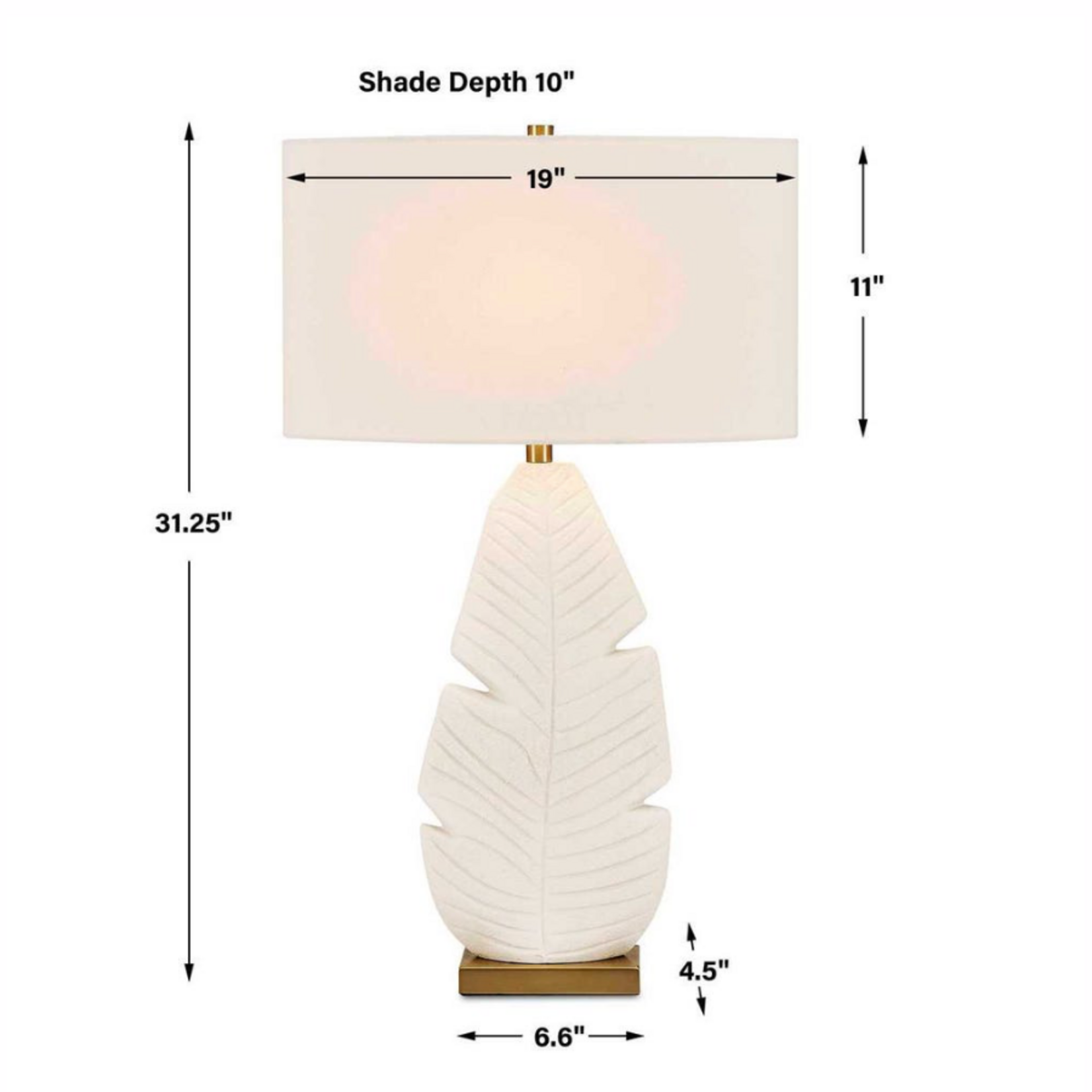 Outside The Box 31" Uttermost Palm Leaf Matte White Textured Ceramic Table Lamp