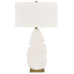 Outside The Box 31" Uttermost Palm Leaf Matte White Textured Ceramic Table Lamp