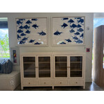 Outside The Box 84x16x48 Kagu Raffia 4 Door Low Cabinet In White Wash - RFWW / SNB