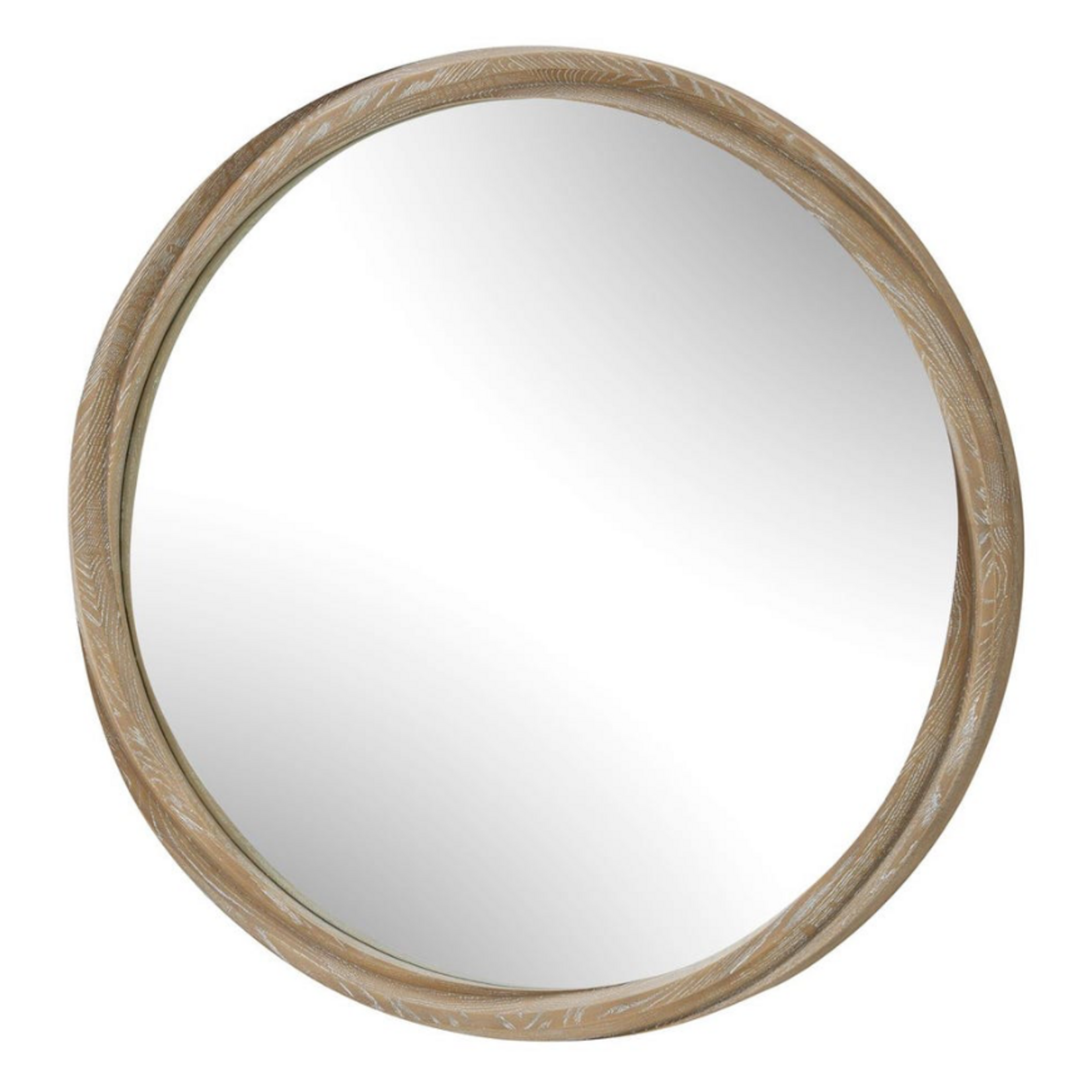 Outside The Box 38" Landry Natural Cerused Wood Round Mirror