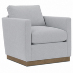 Outside The Box Allie Ice Blue Poly Performance Fabric Upholstered Cloud Swivel Chair Washed Oak Base VR316-34 (Q)