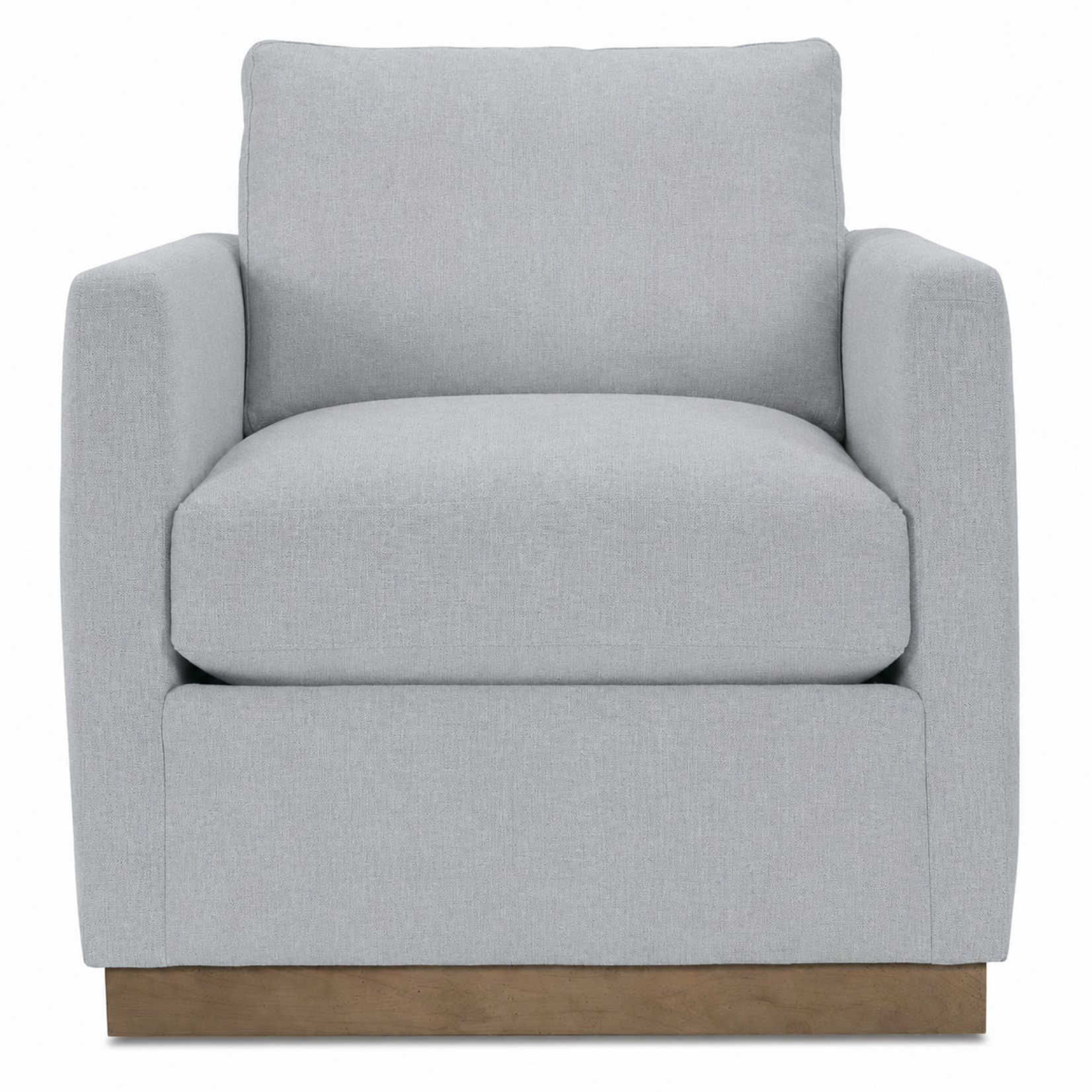 Outside The Box Allie Ice Blue Poly Performance Fabric Upholstered Cloud Swivel Chair Washed Oak Base VR316-34 (Q)