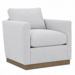 Outside The Box Allie Federal Blue Kid Proof Performance Fabric Upholstered Cloud Swivel Chair Washed Oak Base  BR106-52 (HH)