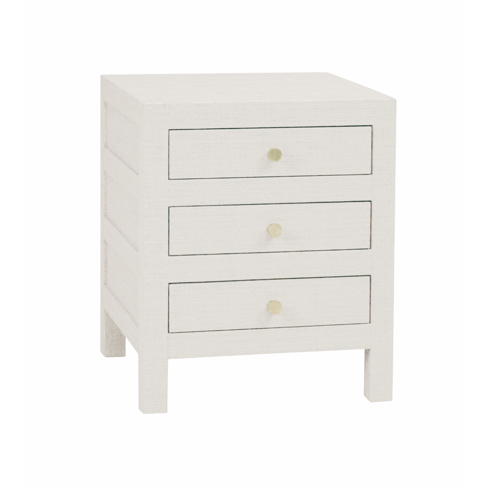 Outside The Box 20x20x24 Kagu Raffia Wrapped Mahogany 3 Drawer Nightstands In White Washed - RFWW