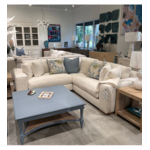 Outside The Box 124x124 Maddox Bone White Kid Proof Performance Upholstered Bliss Premium Cushion Washed Oak L-Shaped Sofa BU104-43 (AA)