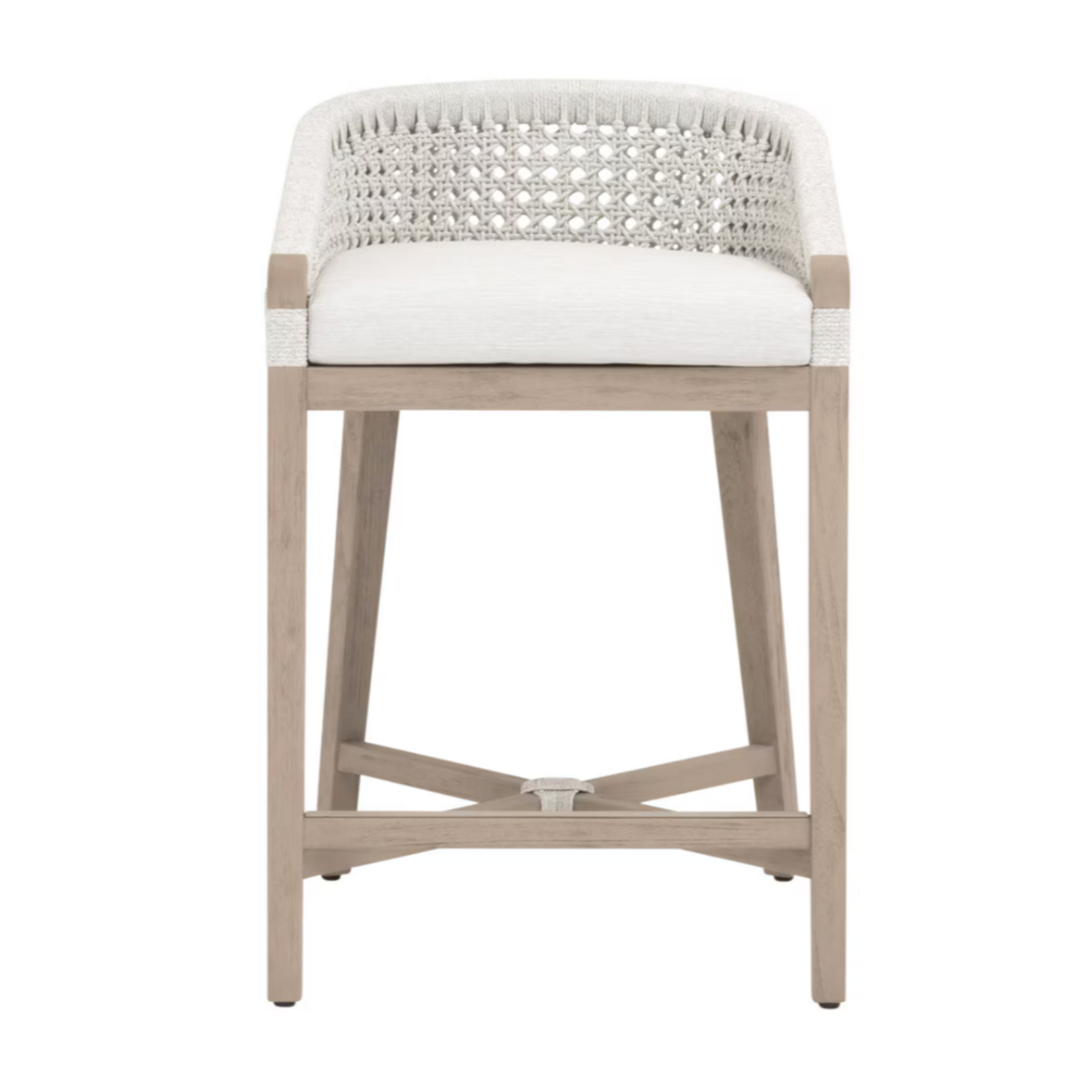 Outside The Box 27" Montecito Washed Ever Teak Indoor / Outdoor Counter Stool In White