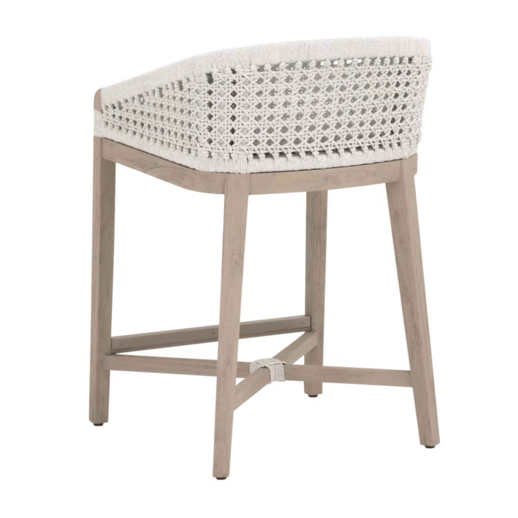 Outside The Box 27" Montecito Washed Ever Teak Indoor / Outdoor Counter Stool In White