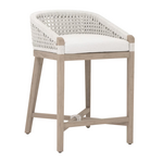 Outside The Box 27" Montecito Washed Ever Teak Indoor / Outdoor Counter Stool In White