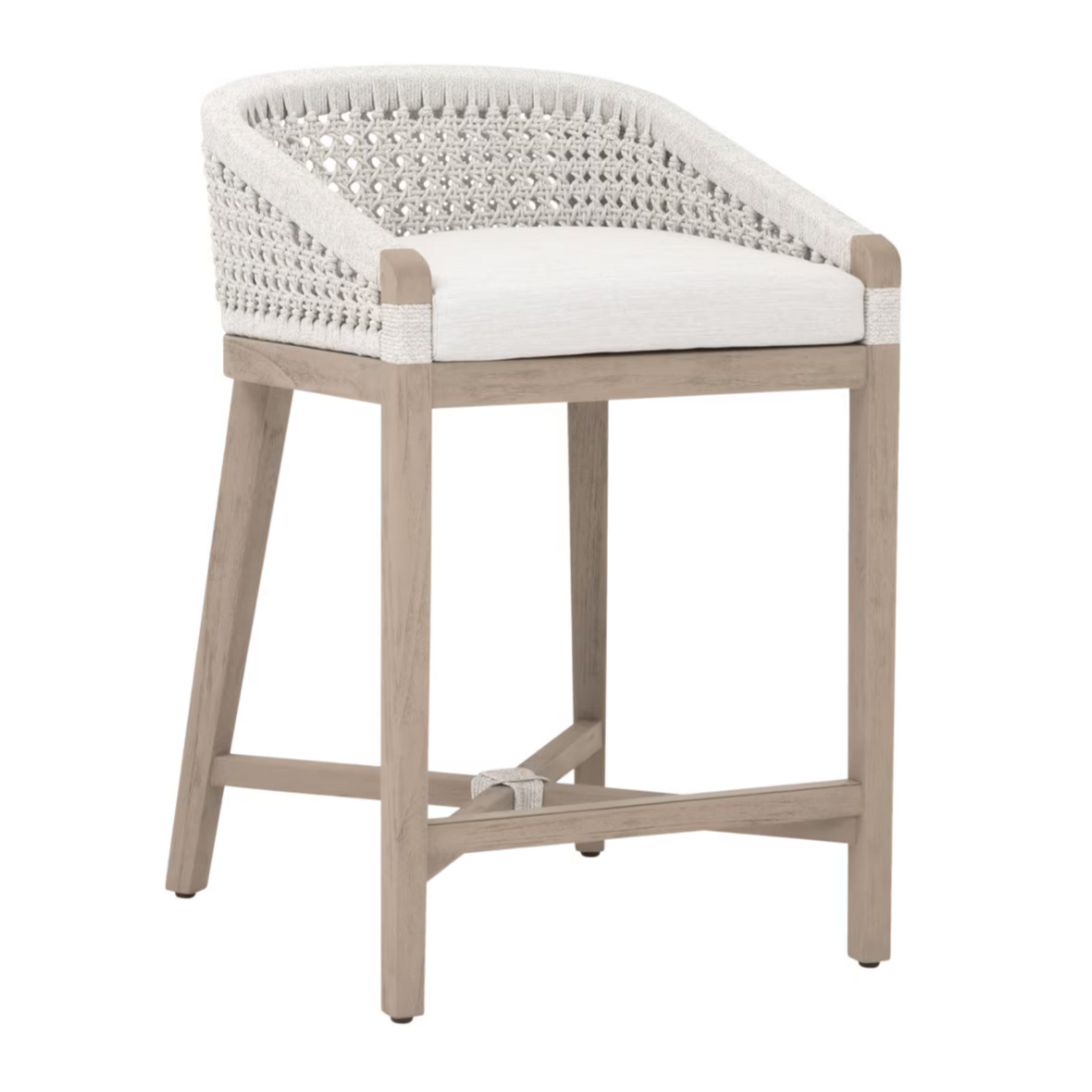Outside The Box 27" Montecito Washed Ever Teak Indoor / Outdoor Counter Stool In White