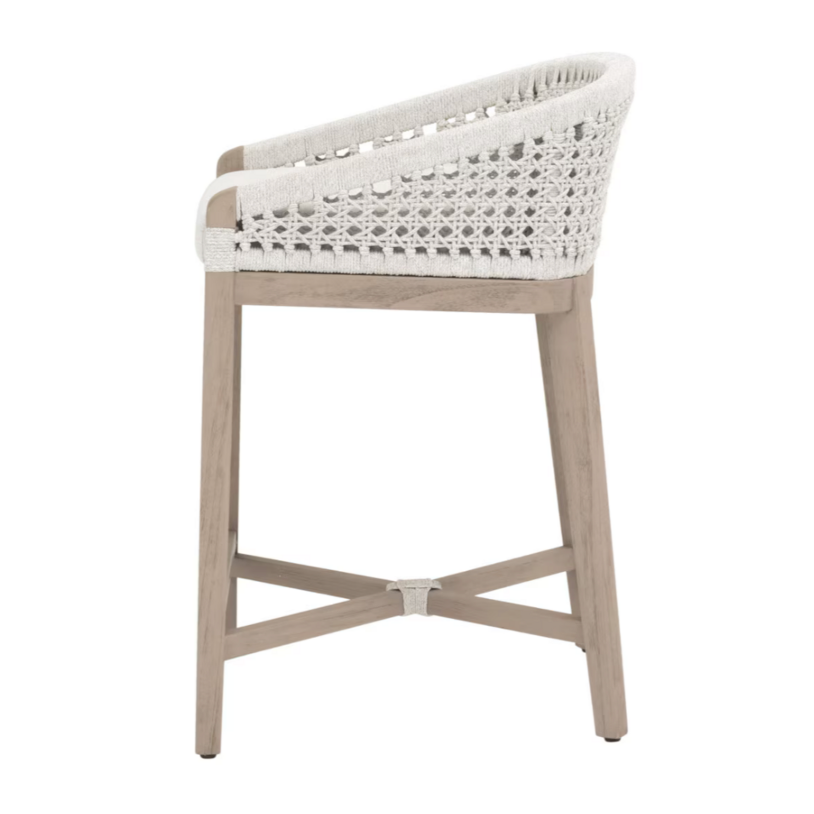 Outside The Box 27" Montecito Washed Ever Teak Indoor / Outdoor Counter Stool In White