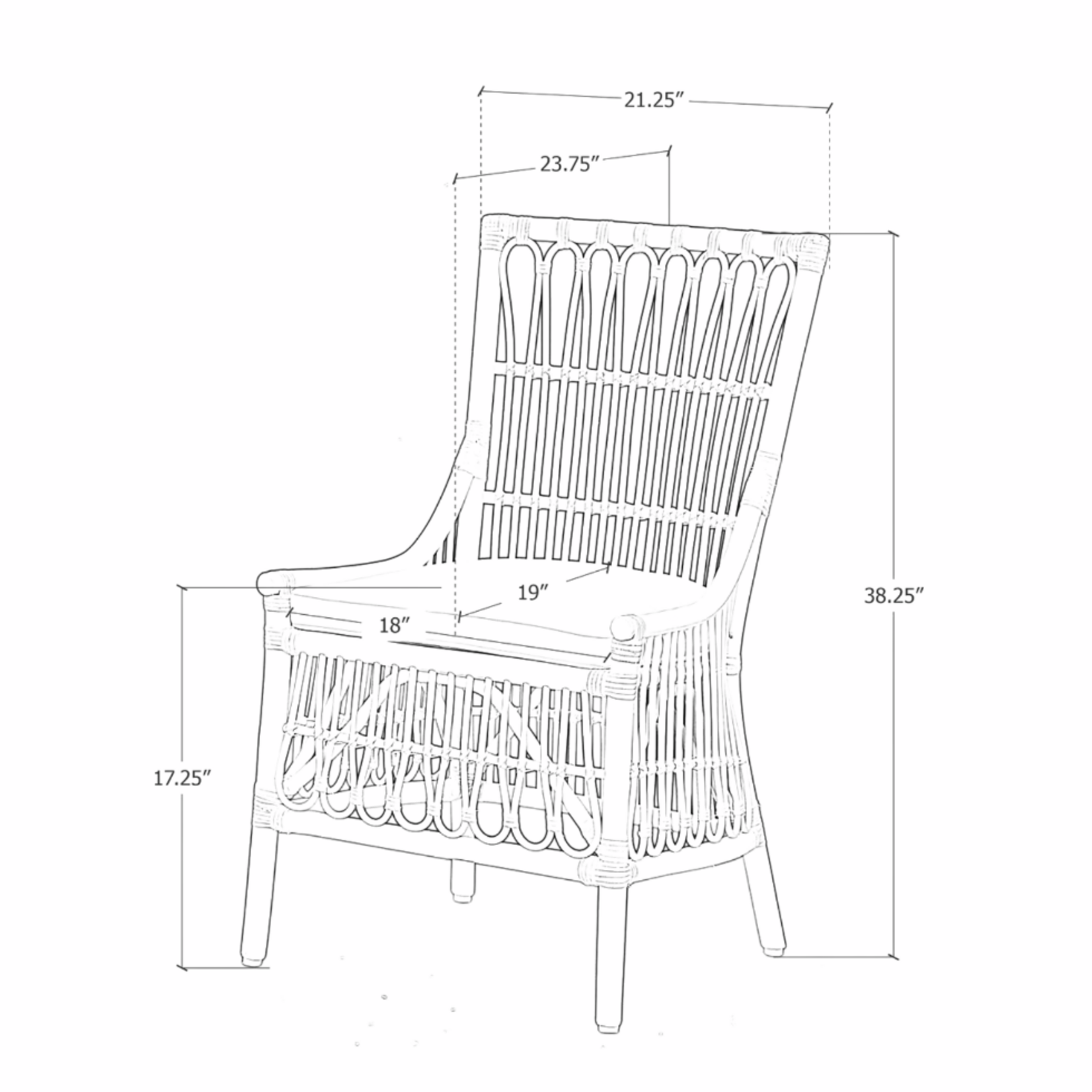 Outside The Box La Salle Rattan & Cane  Dining Chair In Off White