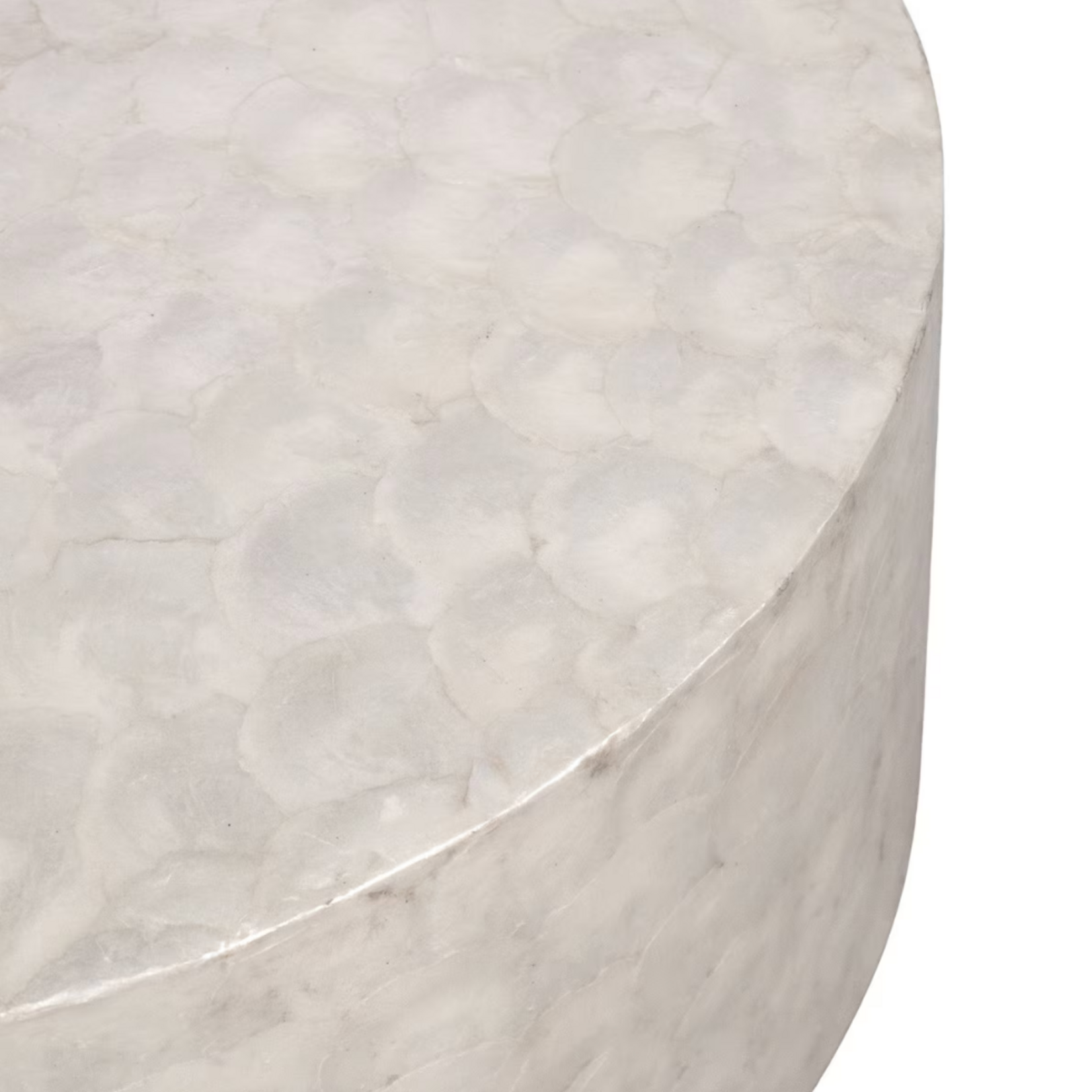 Outside The Box 30x16 Solana Hand Crafted Capiz Shells & Acacia Wood Round Coffee Table
