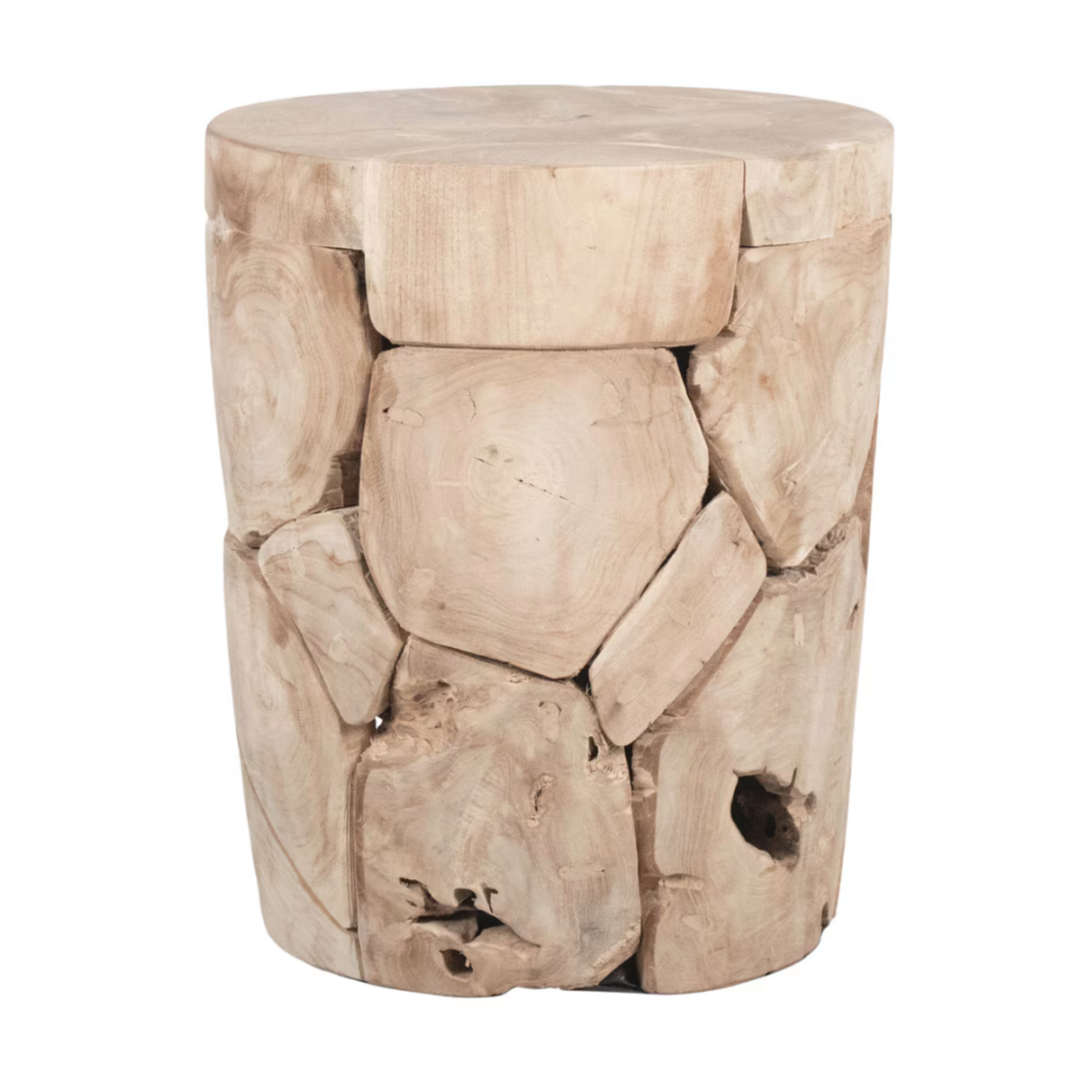 Outside The Box 16x20 Banyan Mosaic Teak Wood Round Side Table