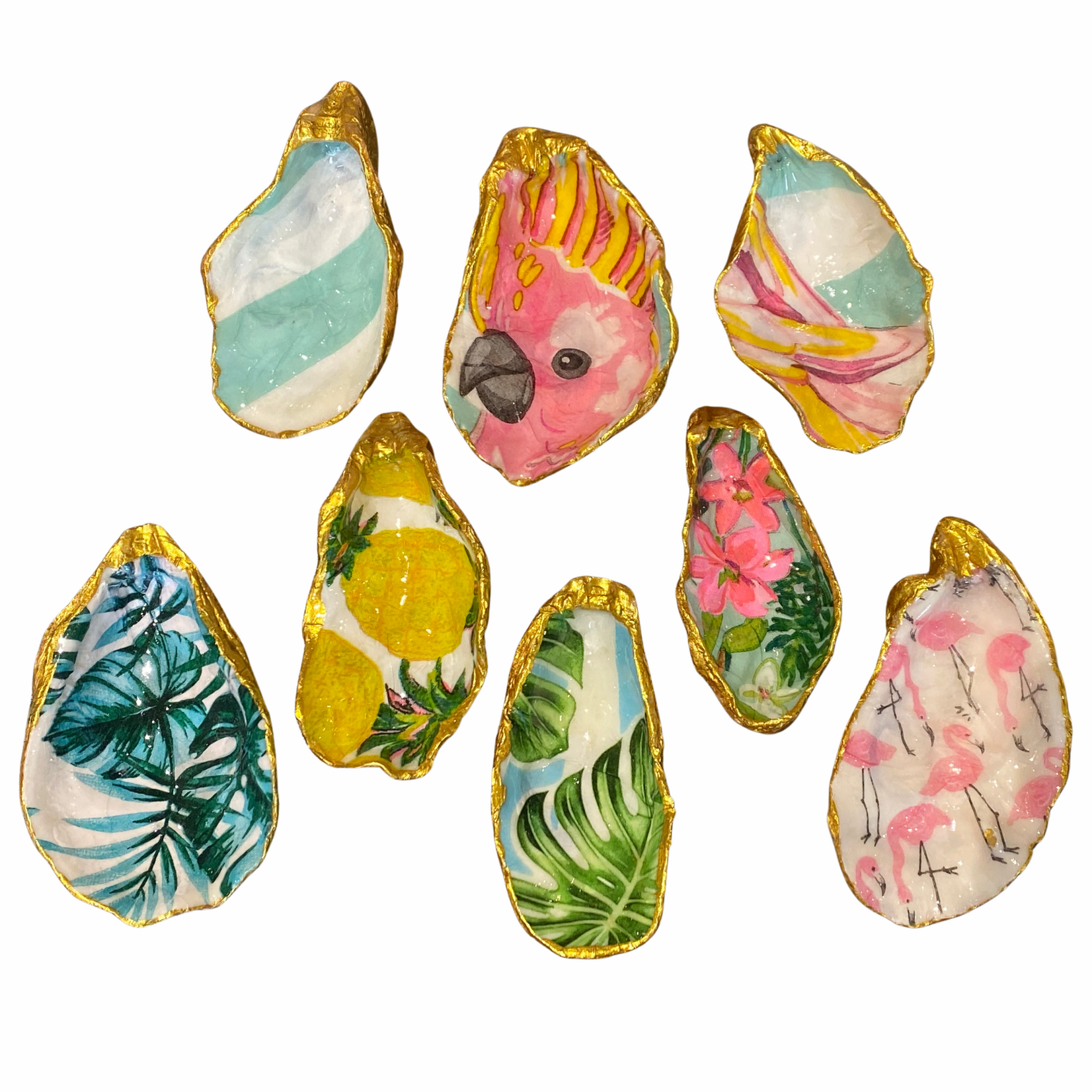 Outside The Box Barger Custom Coastal Decoupage Oyster Shell Dish - Assorted Design