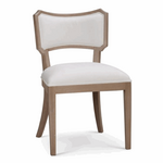 Outside The Box Linea Artic White Performance Fabric & Solid Mahogany Dining Chair In Sandbar SNB