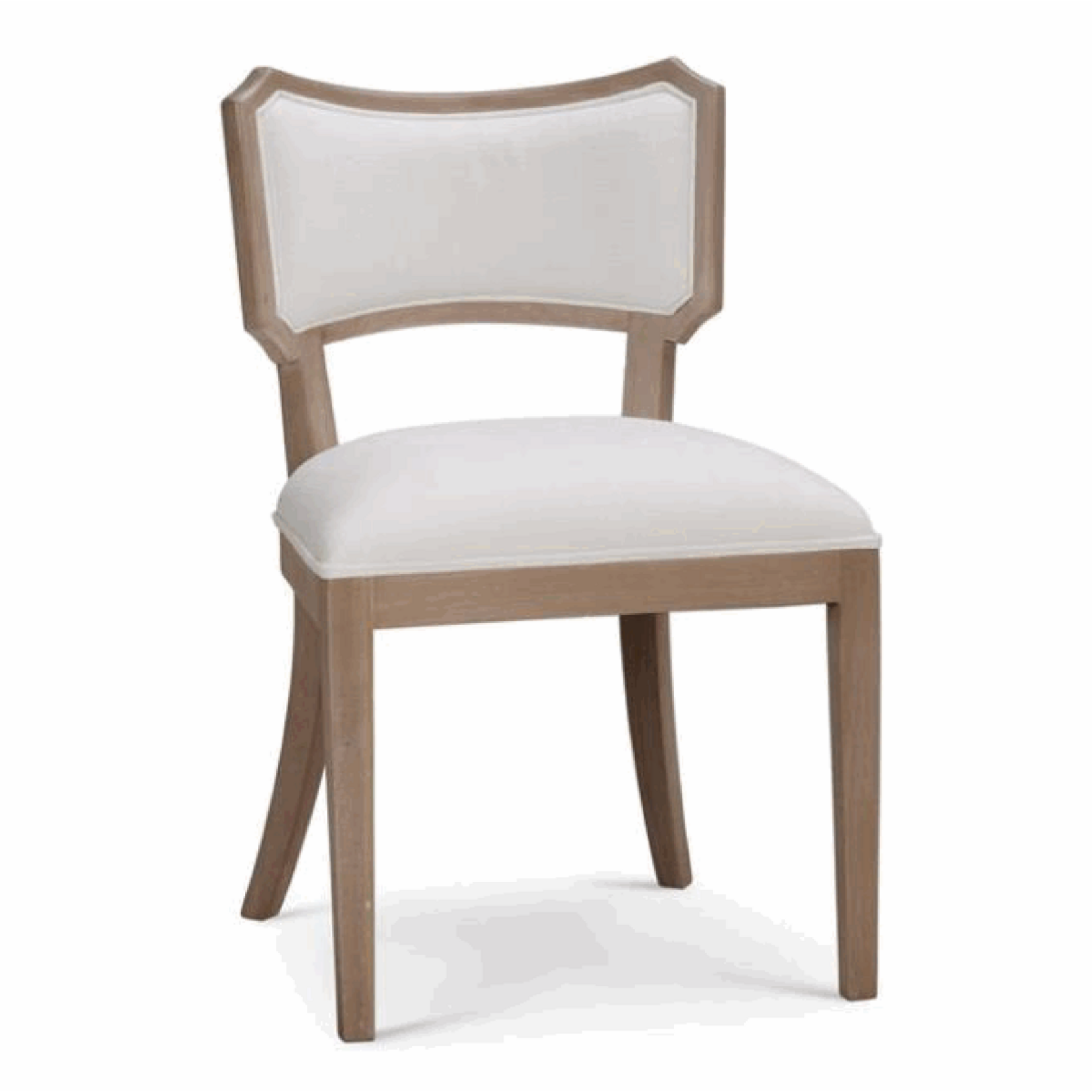 Outside The Box Linea Artic White Performance Fabric & Solid Mahogany Dining Chair In Sandbar SNB