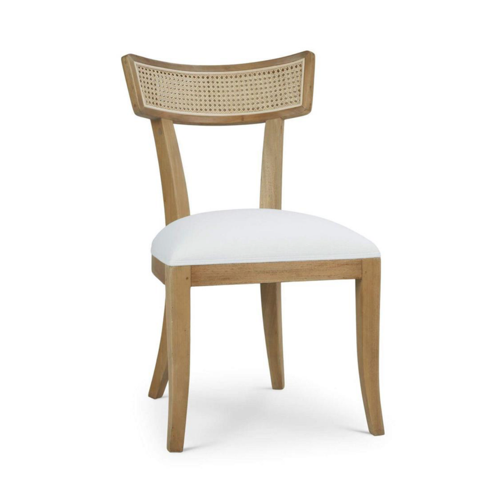 Outside The Box Beatrice Solid Mahogany & Arctic White Performance Rattan Natural Armless Dining Chair In Sandbar -SNB