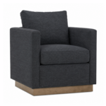 Outside The Box Alba Federal Blue Poly Performance Fabric Upholstered Cloud Swivel Chair Washed Oak Base  18499-52 (S)