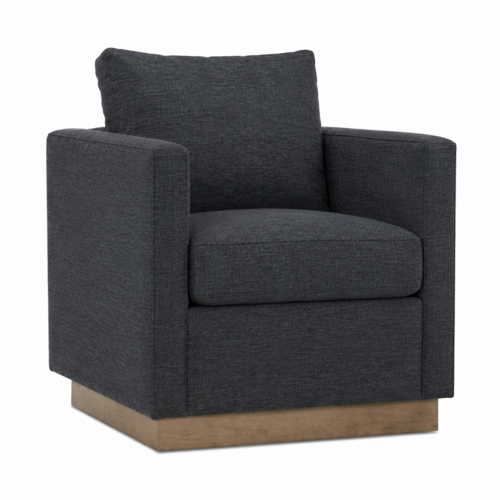 Outside The Box Alba Federal Blue Poly Performance Fabric Upholstered Cloud Swivel Chair Washed Oak Base  18499-52 (S)
