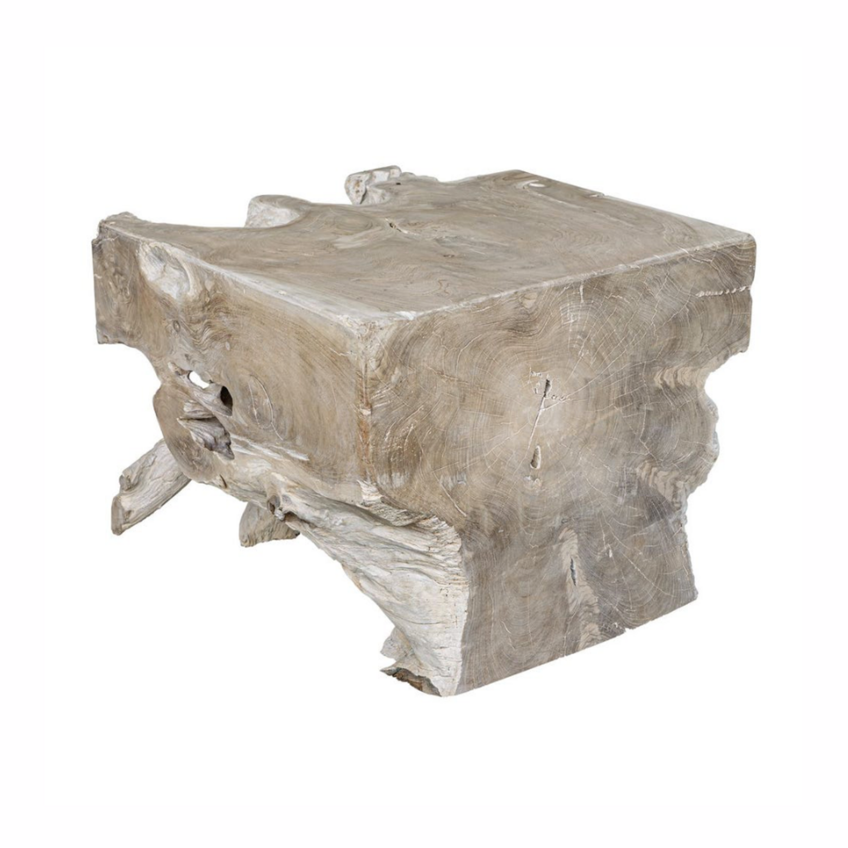 Outside The Box 22x22x18 Deguara Bleached Solid Teak Wood Indoor / Outdoor Coffee Table