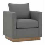 Outside The Box Allie Ice Blue Poly Performance Fabric Upholstered Cloud Swivel Chair Washed Oak Base 12816-34 (AA)