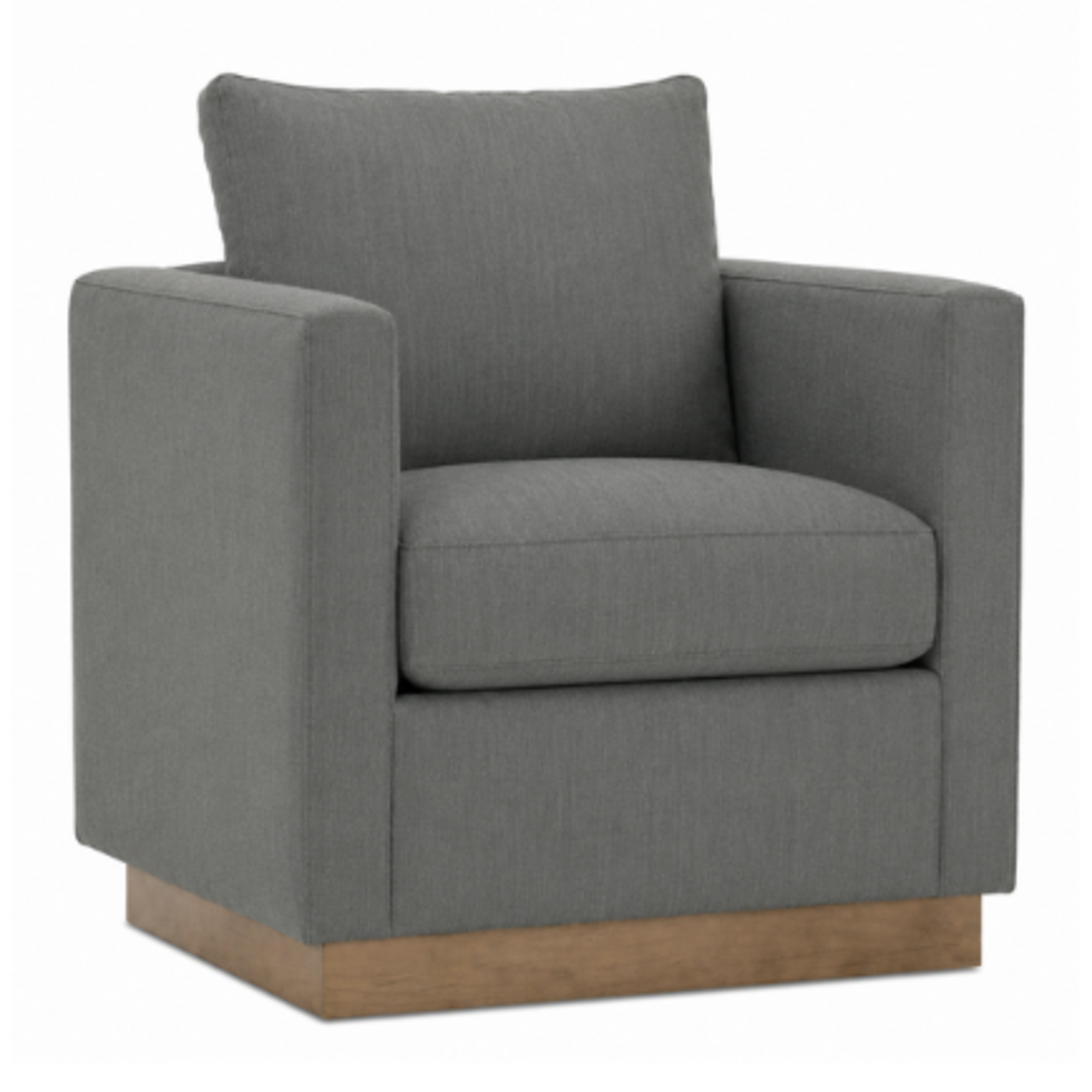 Outside The Box Allie Ice Blue Poly Performance Fabric Upholstered Cloud Swivel Chair Washed Oak Base (AA)