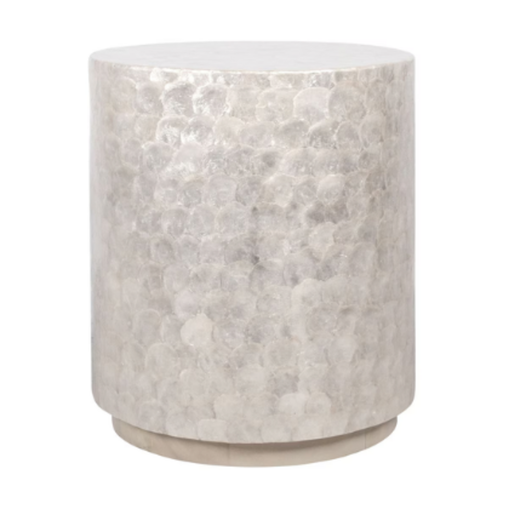 Outside The Box 16x20 Solana Hand Crafted Capiz Shells & Acacia Wood Round Side Table