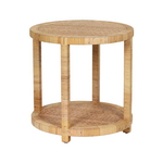 Outside The Box 22x22 Ellison Woven Rattan & Wood Round Side Table