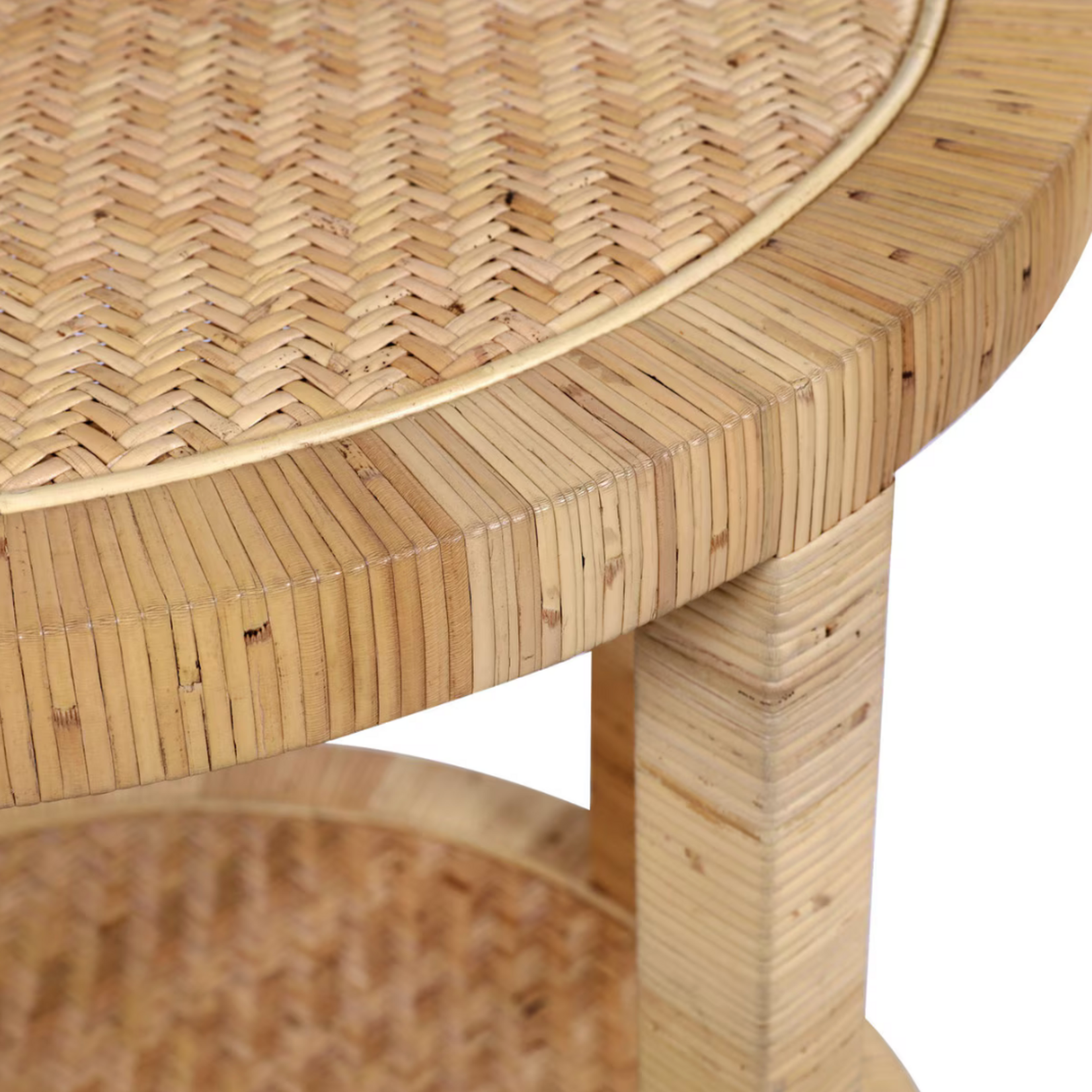 Outside The Box 22x22 Ellison Woven Rattan & Wood Round Side Table