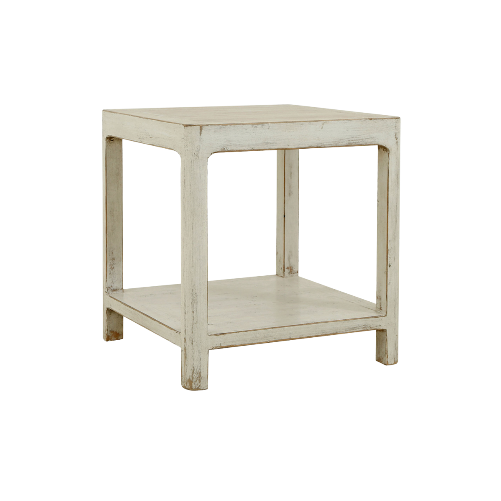 Outside The Box 22x22x24 Peking Ming Antique White Reclaimed Wood Square Side Table