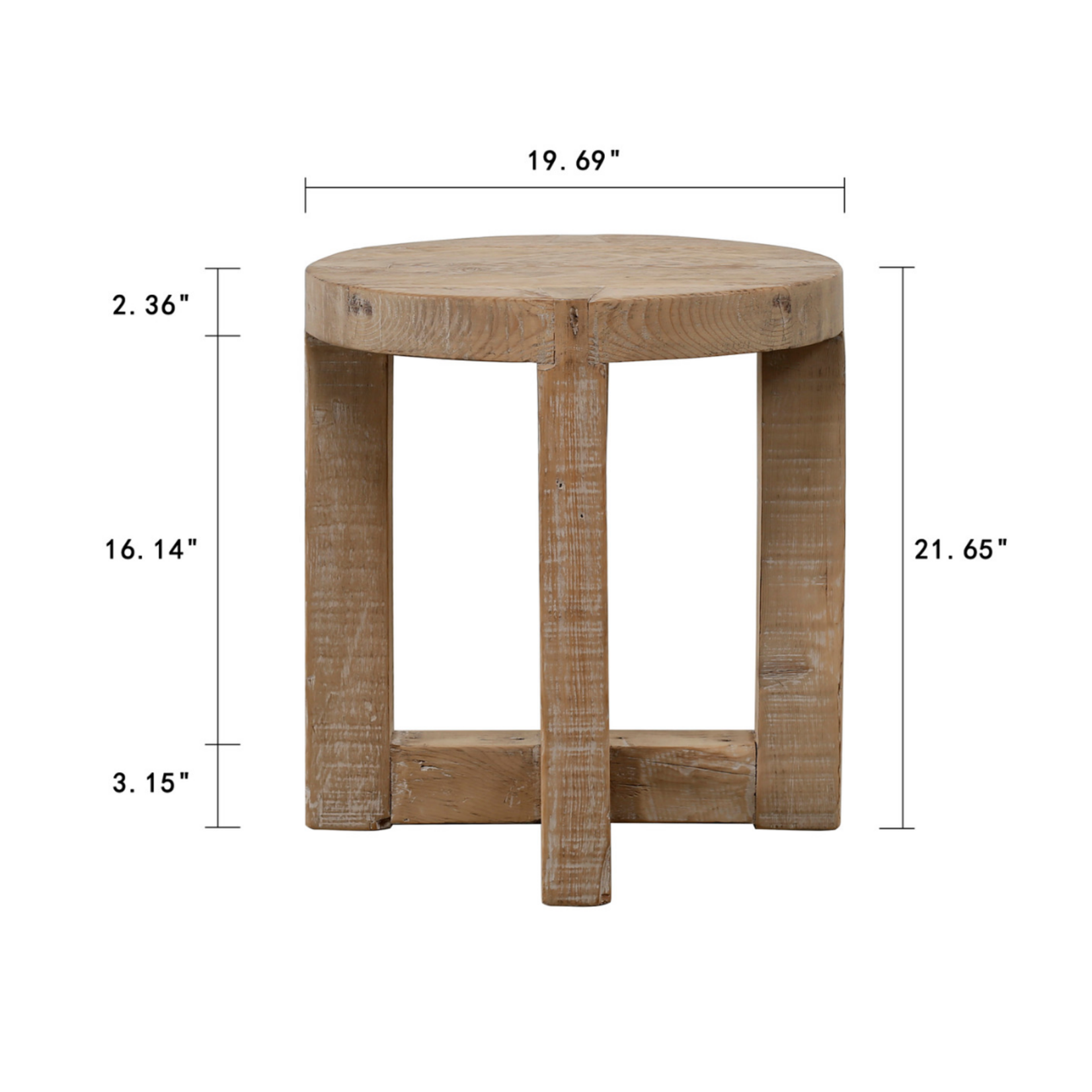Outside The Box 20x22 Capri Reclaimed Wood Weathered Natural Round Side Table