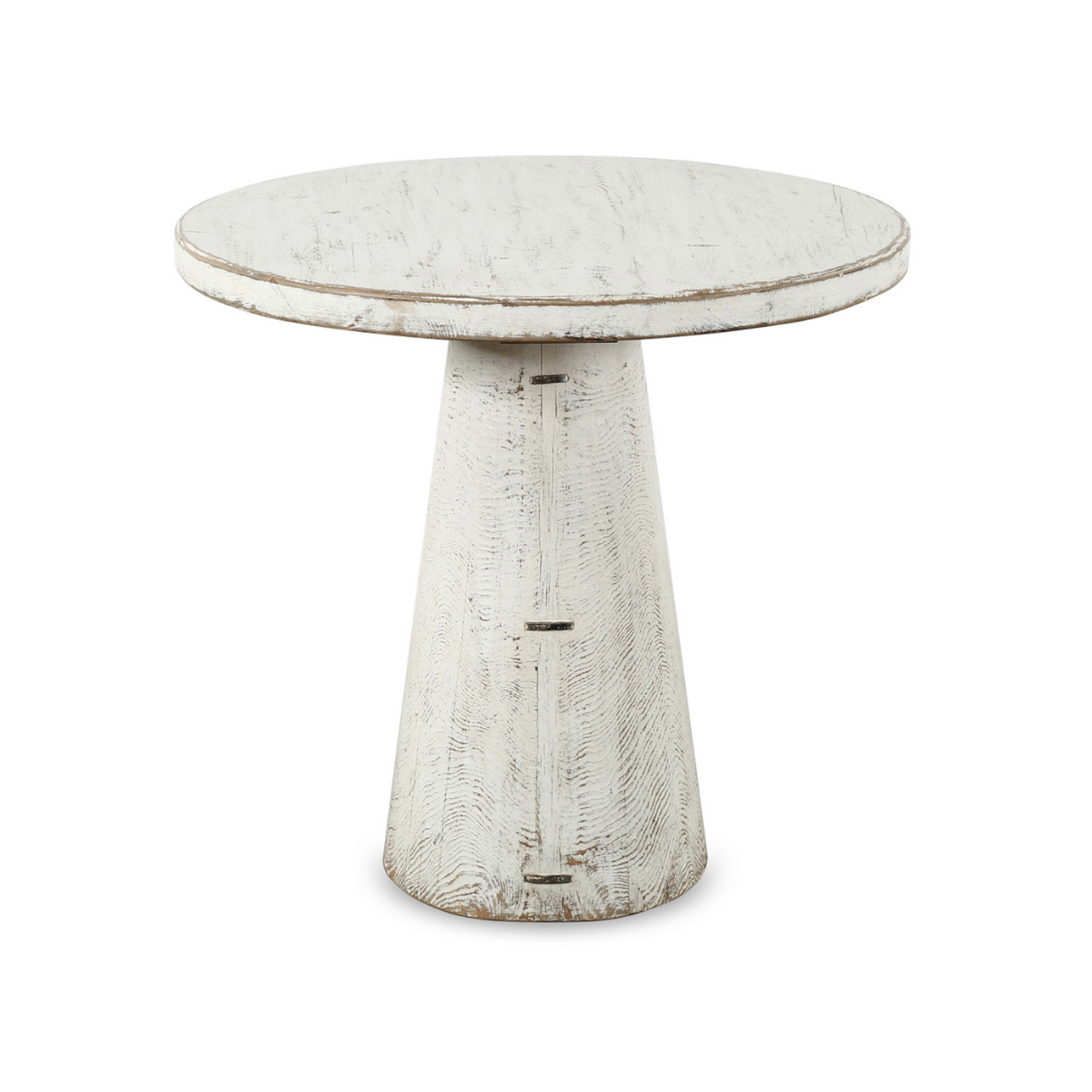 Outside The Box 32" Catania Reclaimed Wood Distressed White Round Dining Table
