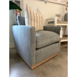 Outside The Box Allie Ice Blue Poly Performance Fabric Upholstered Cloud Swivel Chair Washed Oak Base 12816-34 (AA)