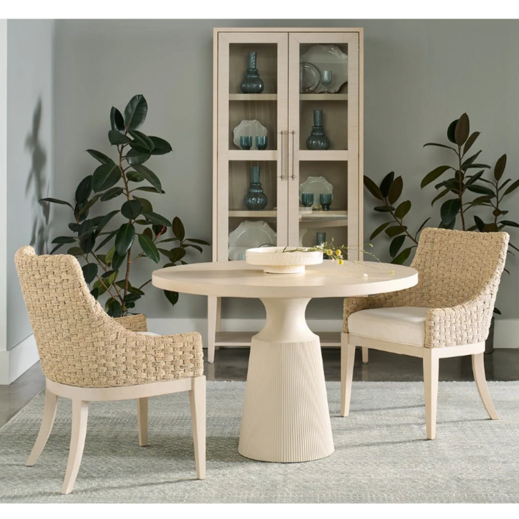 Outside The Box Birchaven Willow Abaca Woven Nomad Snow Performance Dining Chair