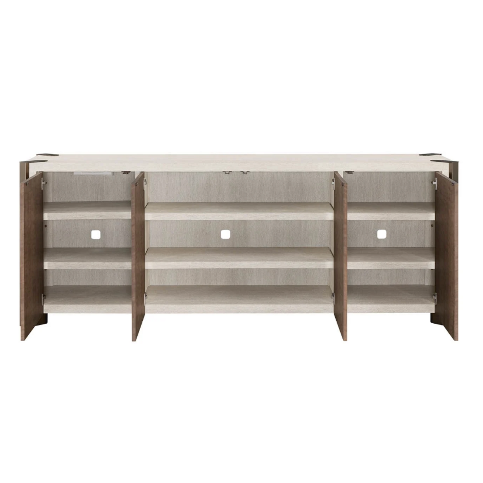 Outside The Box 89x21x34 Mist Two Tone Oak & Haze Walnut 4 Door Sideboard / Console