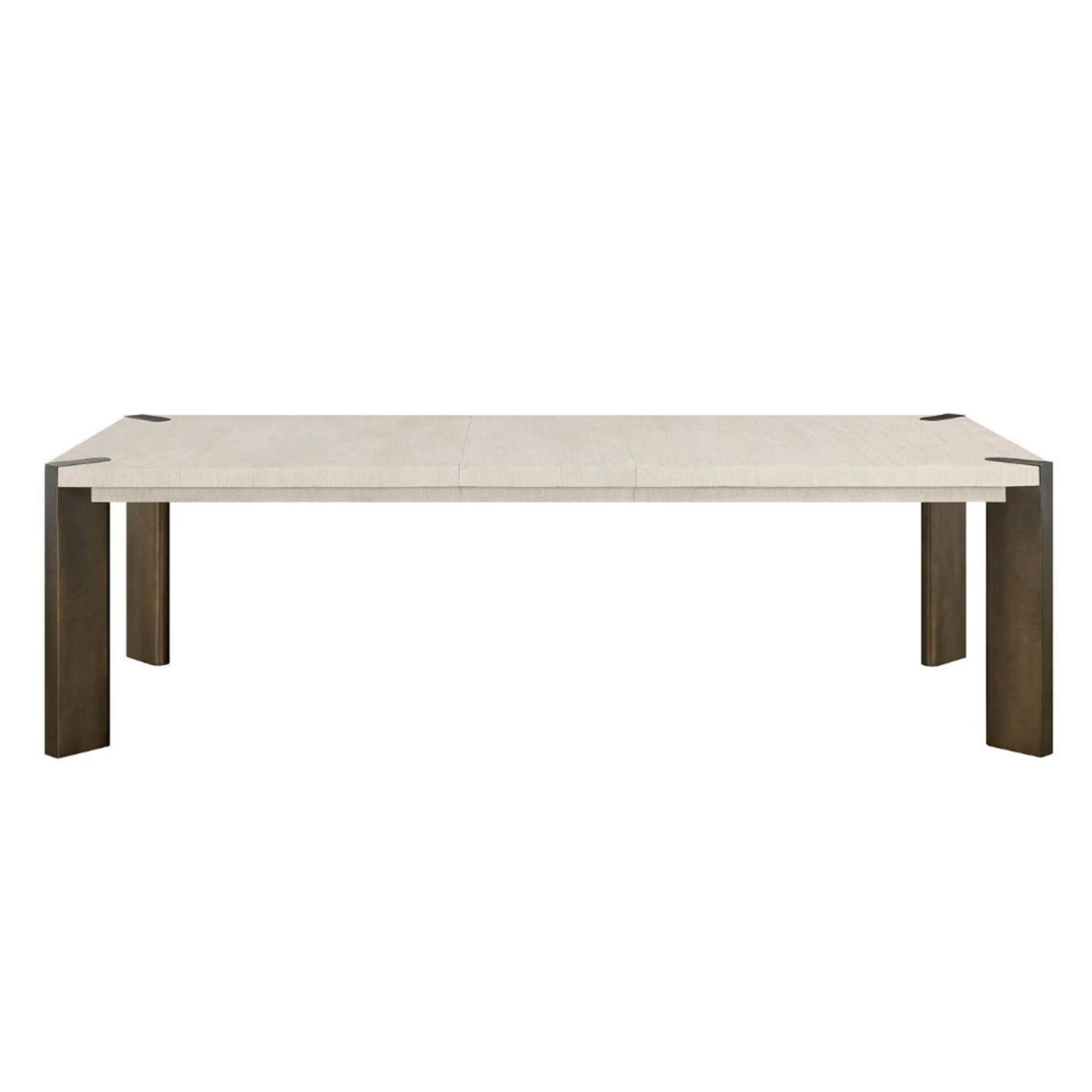 Outside The Box 86" Extends To 122" Mist Oak & Smoked Gold Metal Legs Dining Table