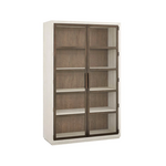 Outside The Box 80x19x50 Mist Light Oak Smoked Gold Metal 2 Door Bookcase