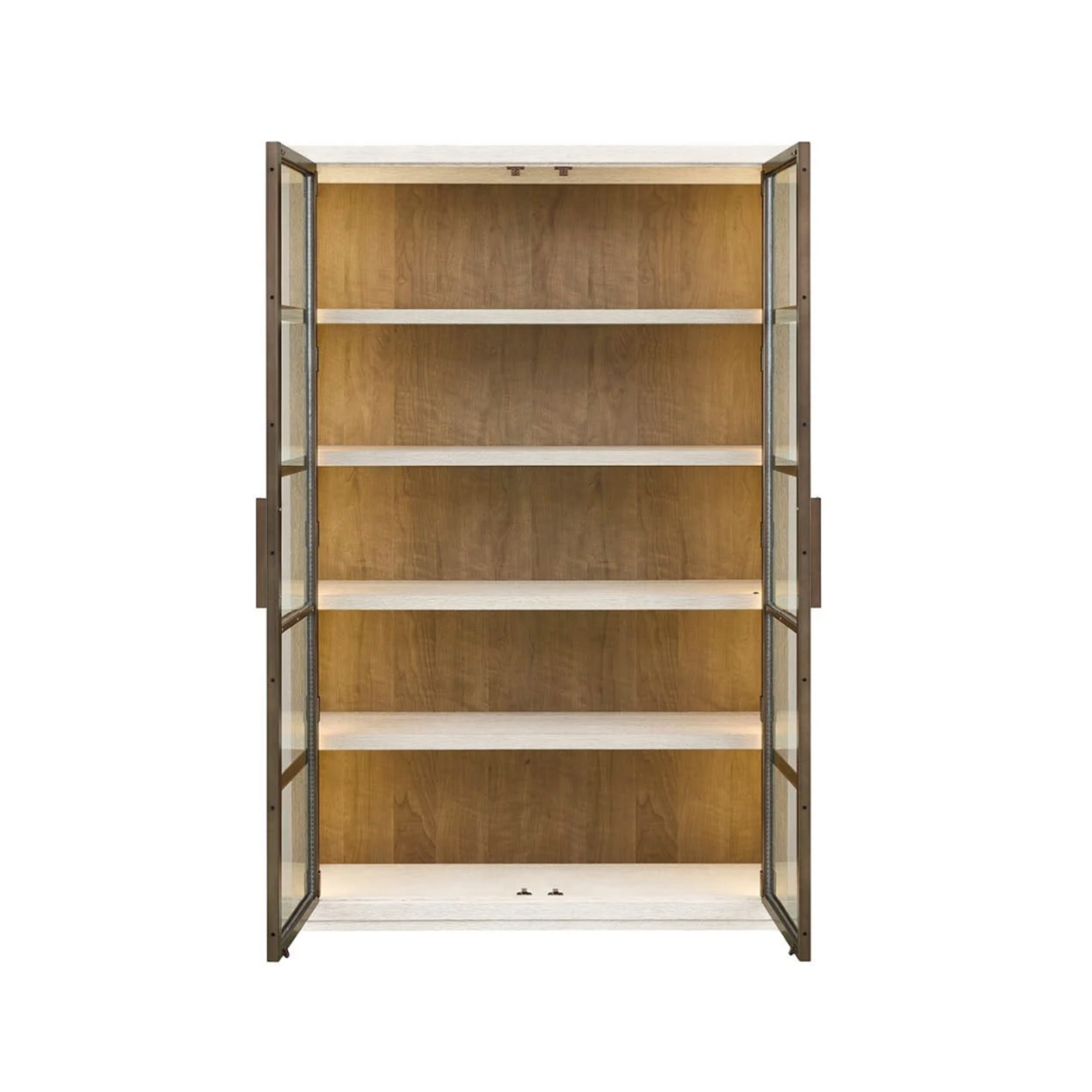 Outside The Box 80x19x50 Mist Light Oak Smoked Gold Metal 2 Door Bookcase