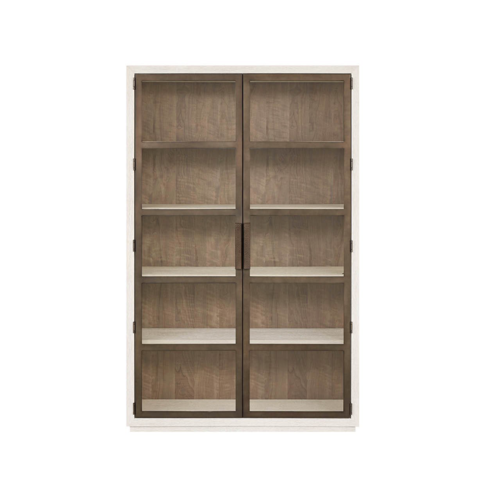 Outside The Box 80x19x50 Mist Light Oak Smoked Gold Metal 2 Door Bookcase