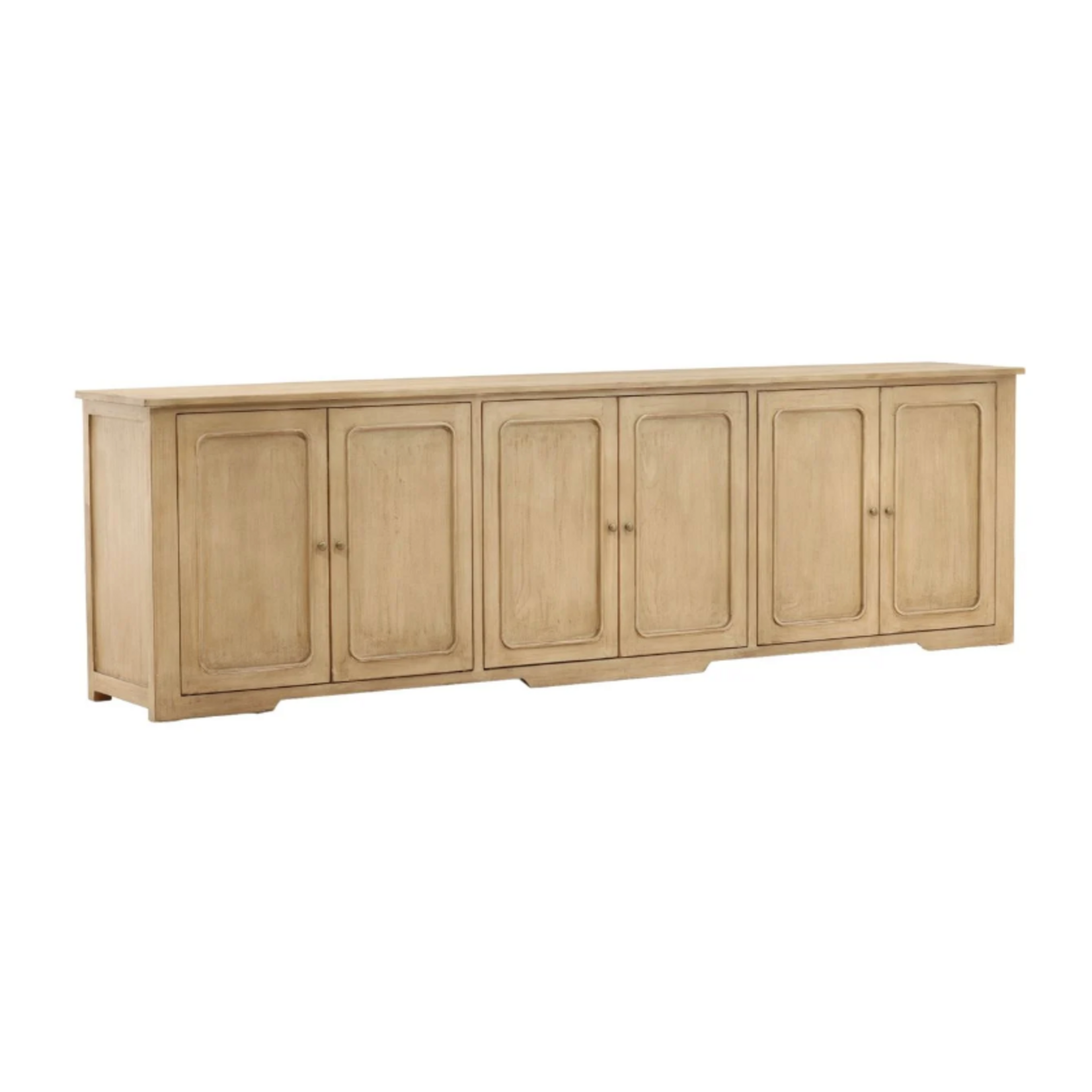 Outside The Box 109x18x32 Allessandro Light Warm Wash Reclaimed Pine Wood 6 Door Sideboard
